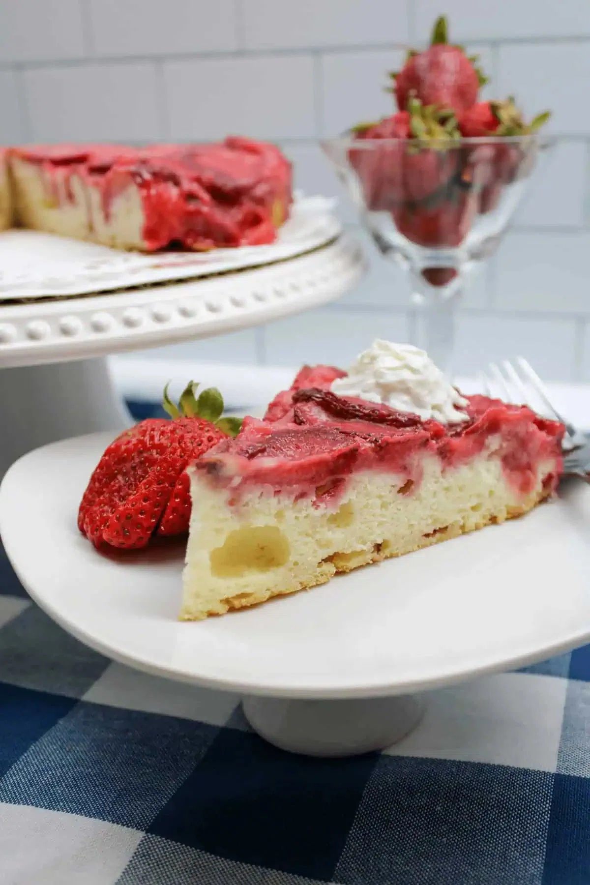 Upside Down Strawberry Vanilla Cake