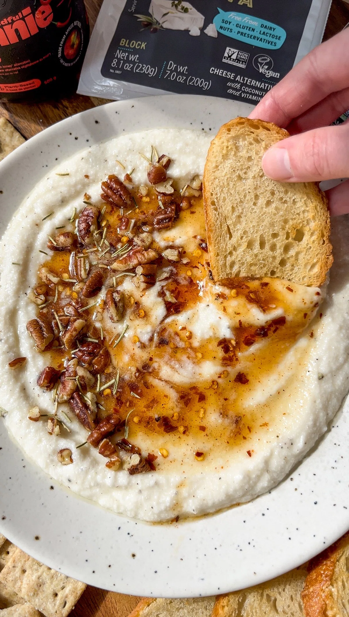 Vegan Hot Honey Whipped Feta Dip