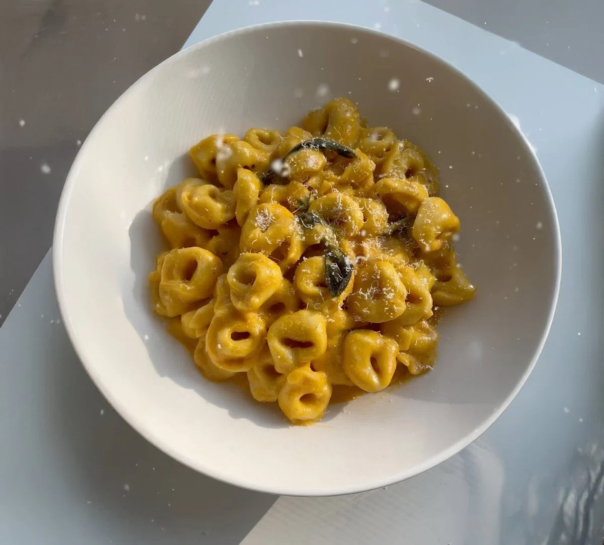 Cheesy Pumpkin Tortellini with Brown Butter and Sage