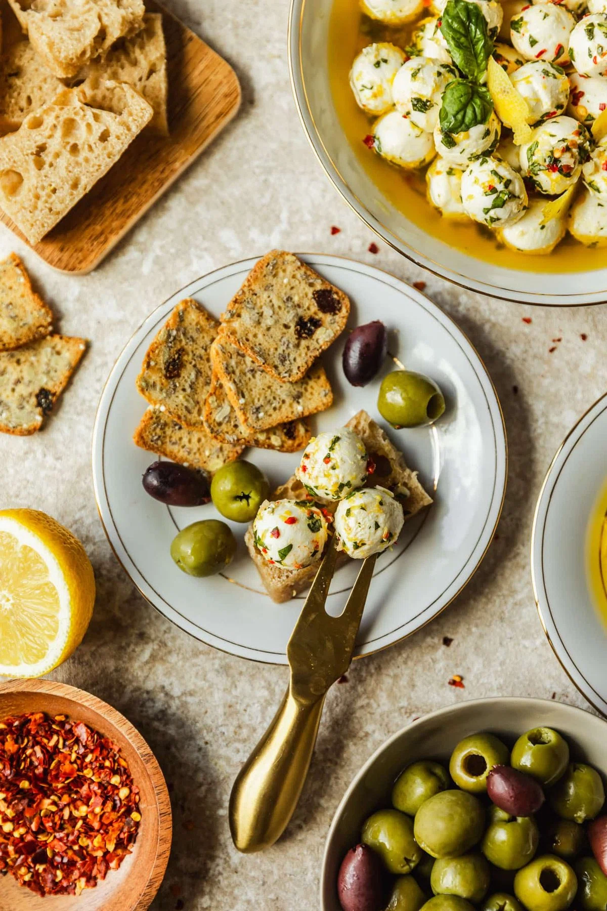 Marinated Mozzarella Balls with Basil & Lemon