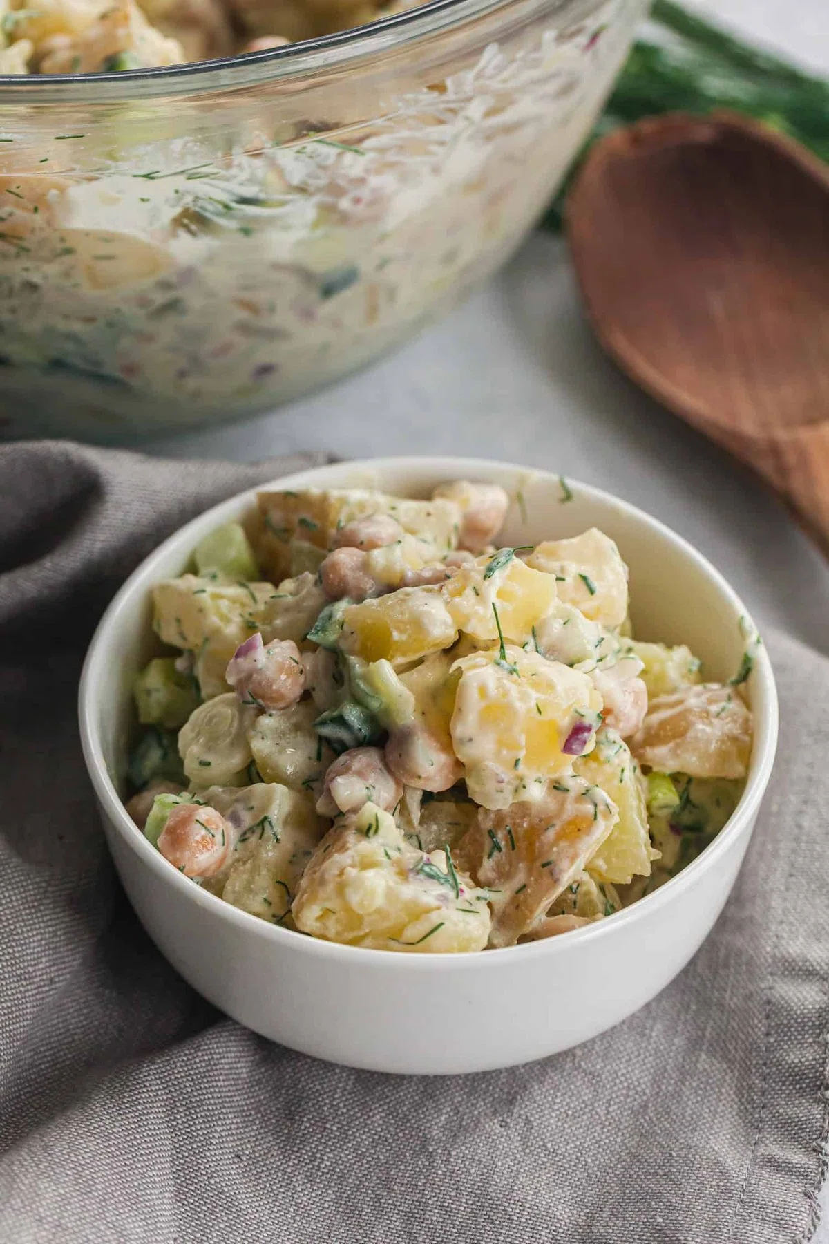 Dill Potato Salad with Chickpeas and Cottage Cheese Dressing