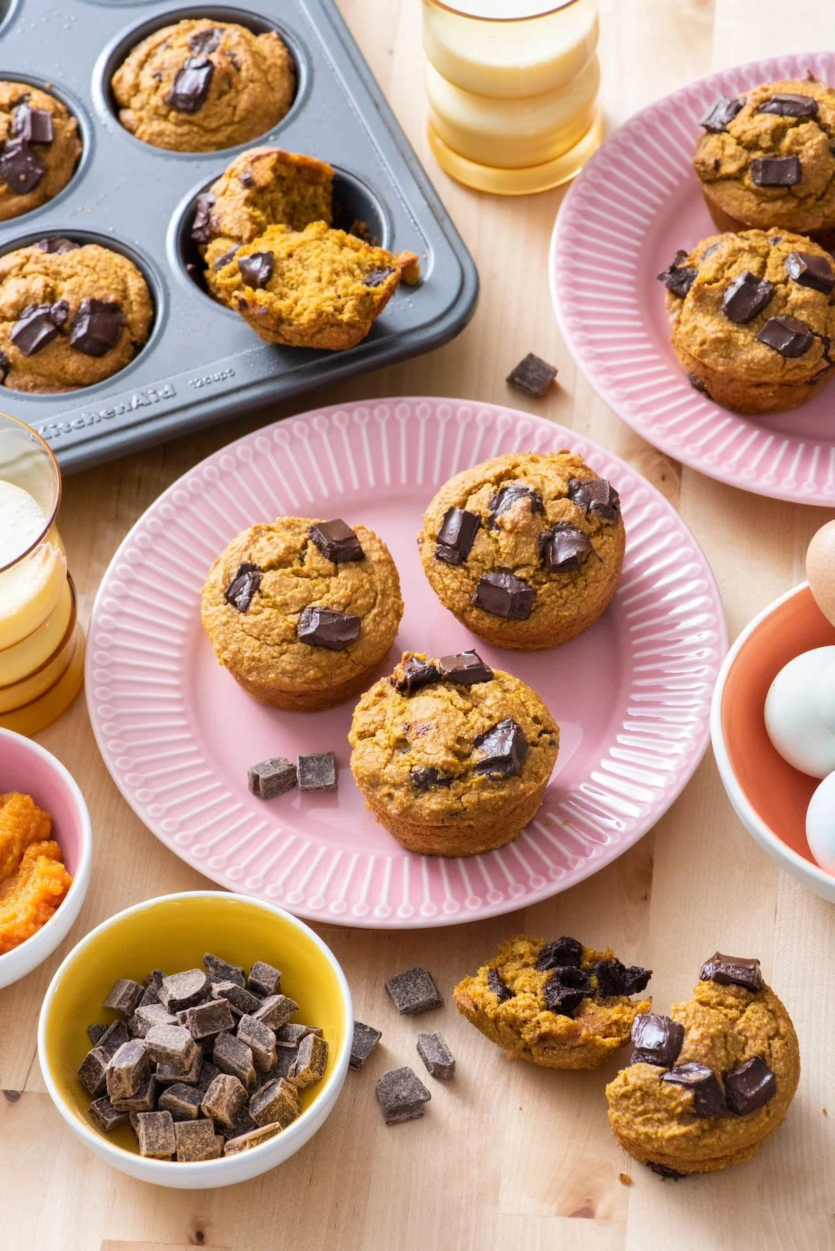 Flourless Pumpkin Chocolate Muffins