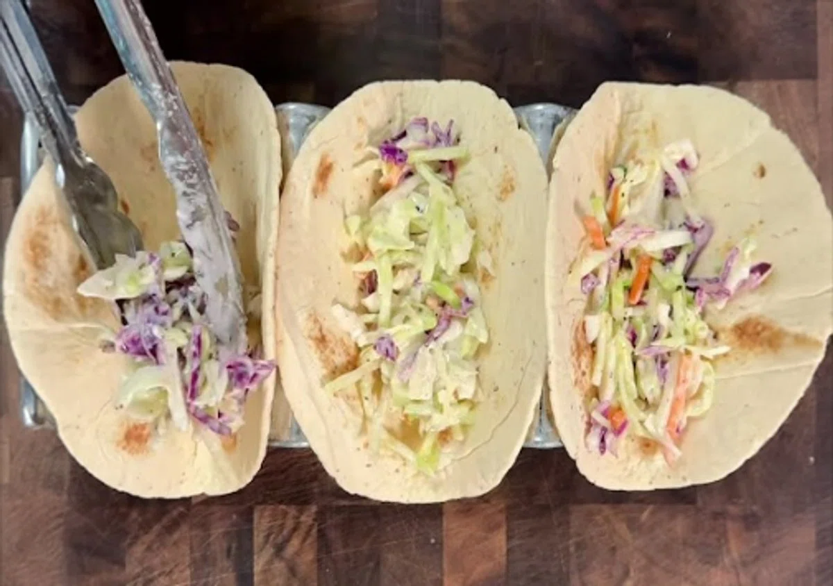 High Protein Bang Bang Shrimp Tacos