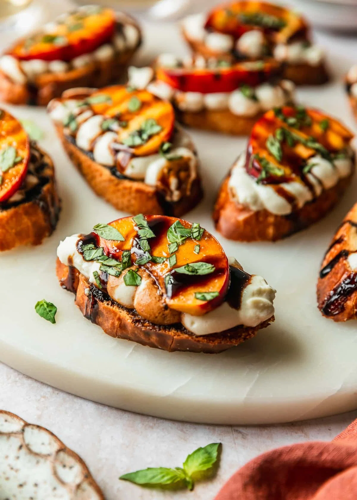 Whipped Ricotta Crostini with Juicy Peaches