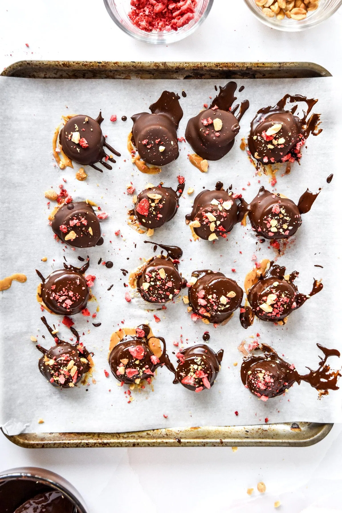 Chocolate Covered PB&J Banana Bites