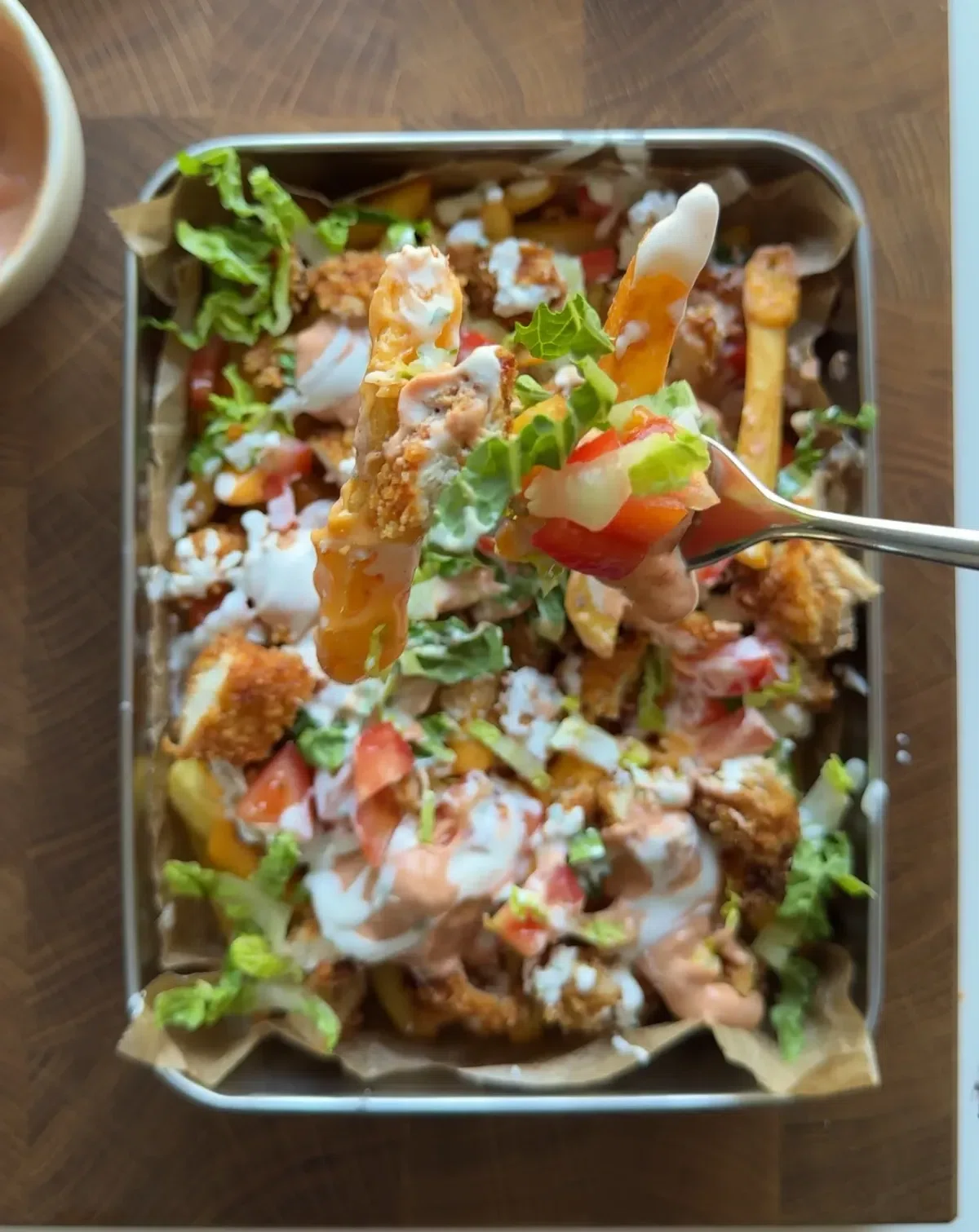 Crispy Chicken Burger Bowl with Loaded Fries