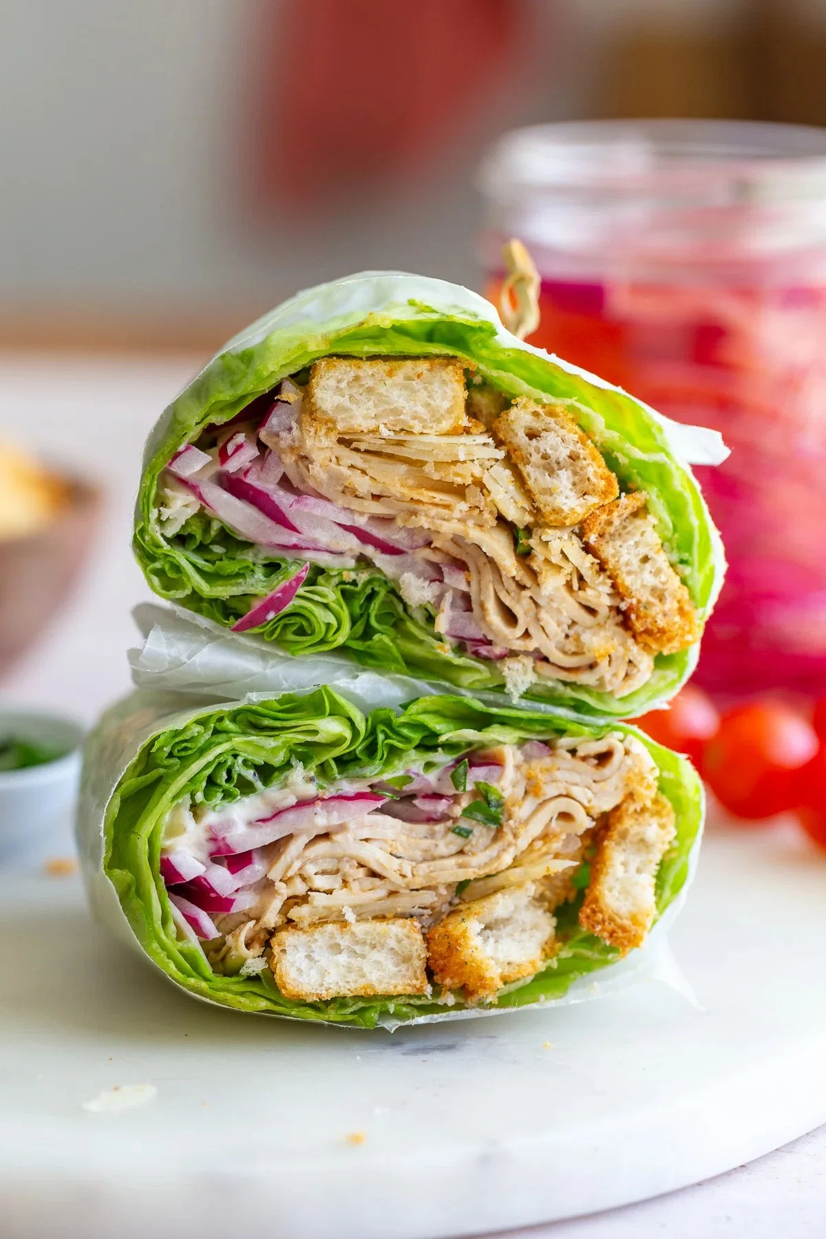 Caesar Tofu Lettuce Wraps