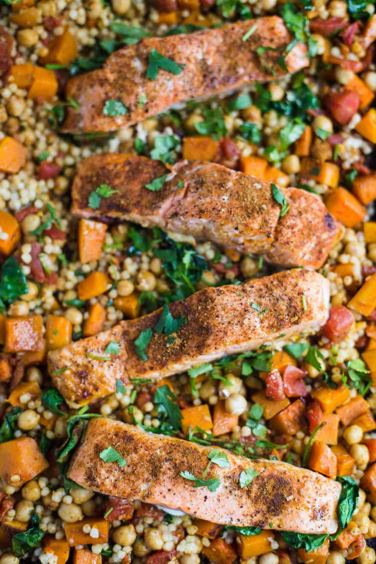 One Pan Salmon and Squash with Couscous