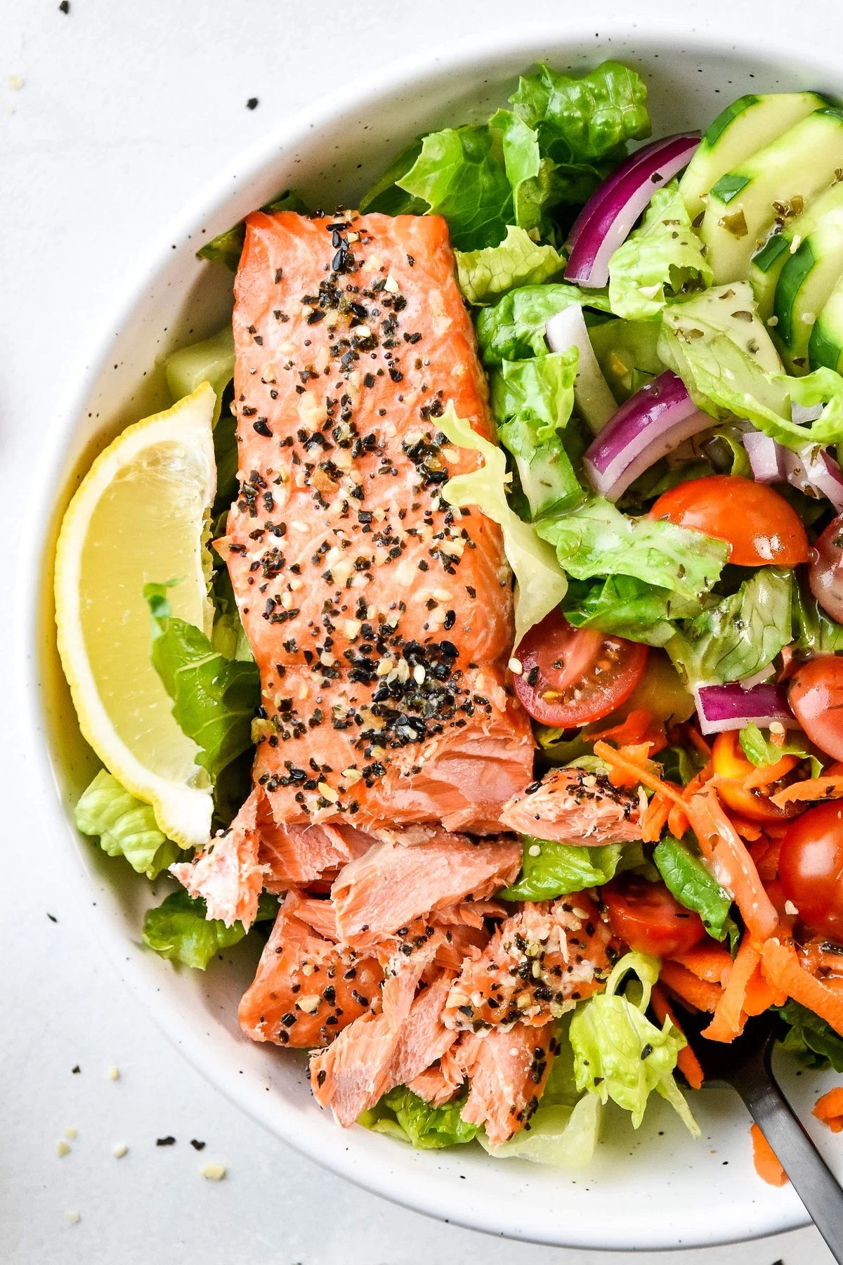 Everything Bagel Baked Salmon Salad Bowls