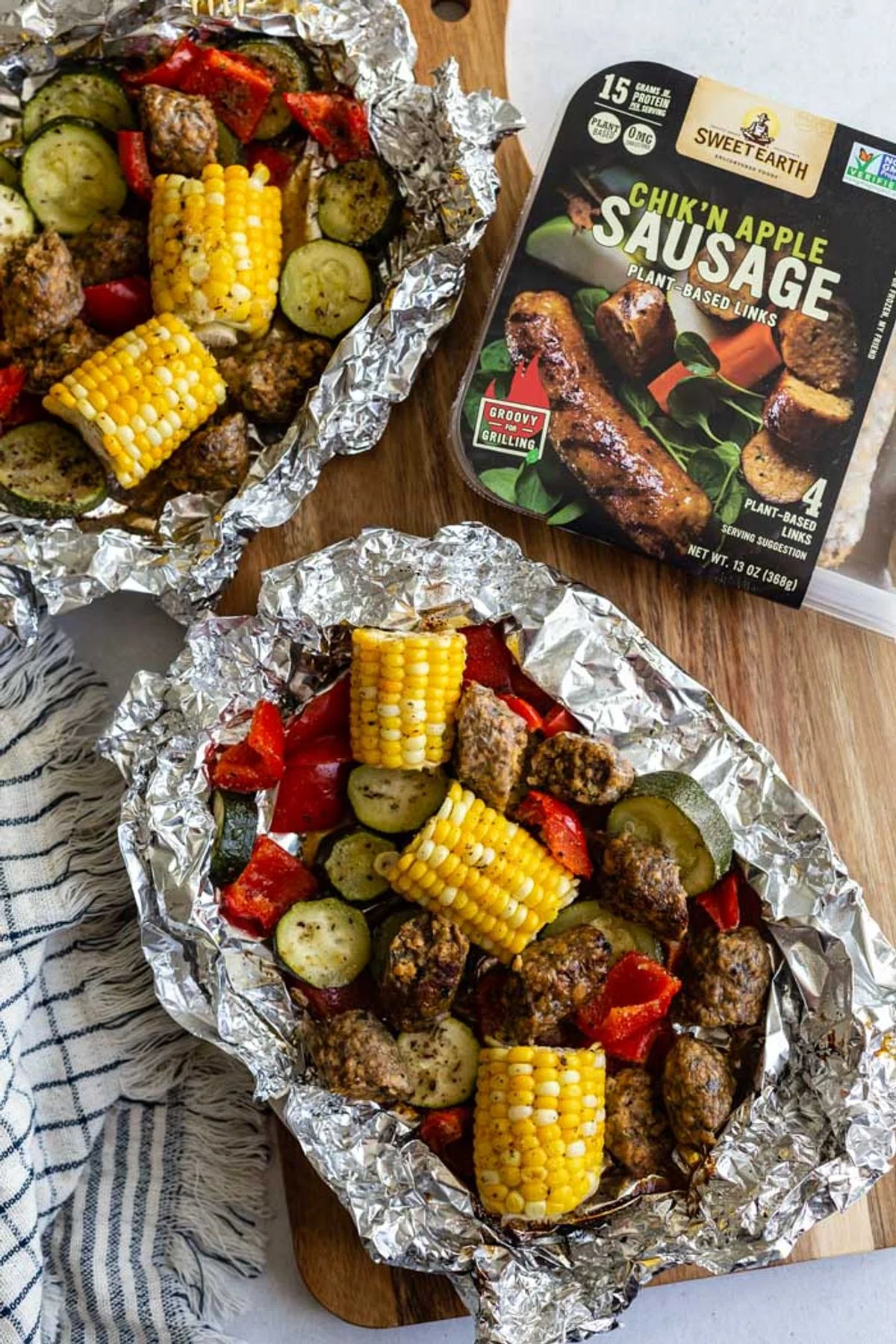Foil Pack Vegan Sausage & Vegetables