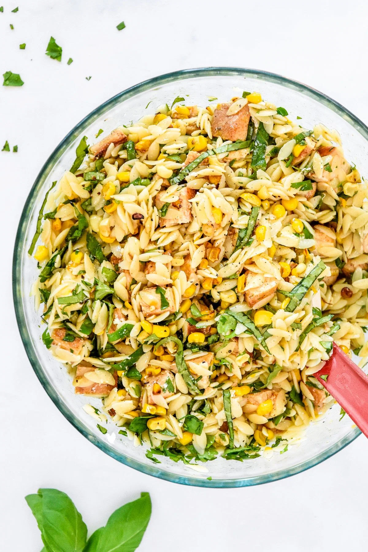 Lemony Chicken and Corn Orzo Salad