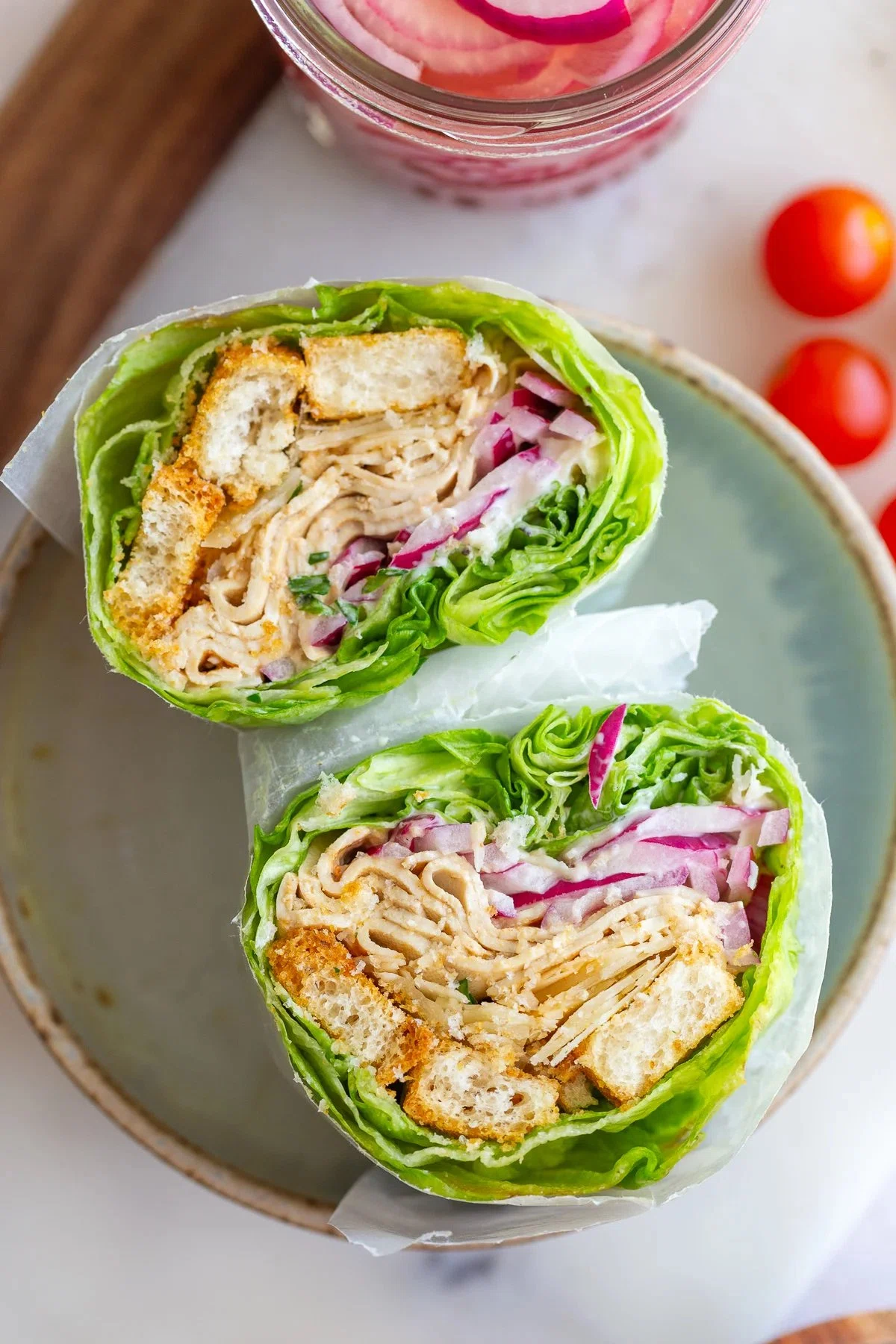 Caesar Tofu Lettuce Wraps