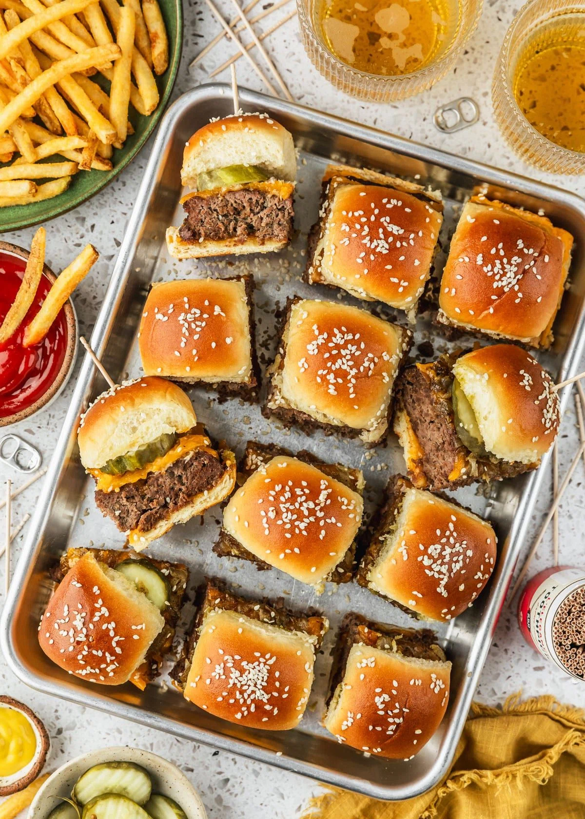 Baked Cheeseburger Sliders with Hawaiian Rolls