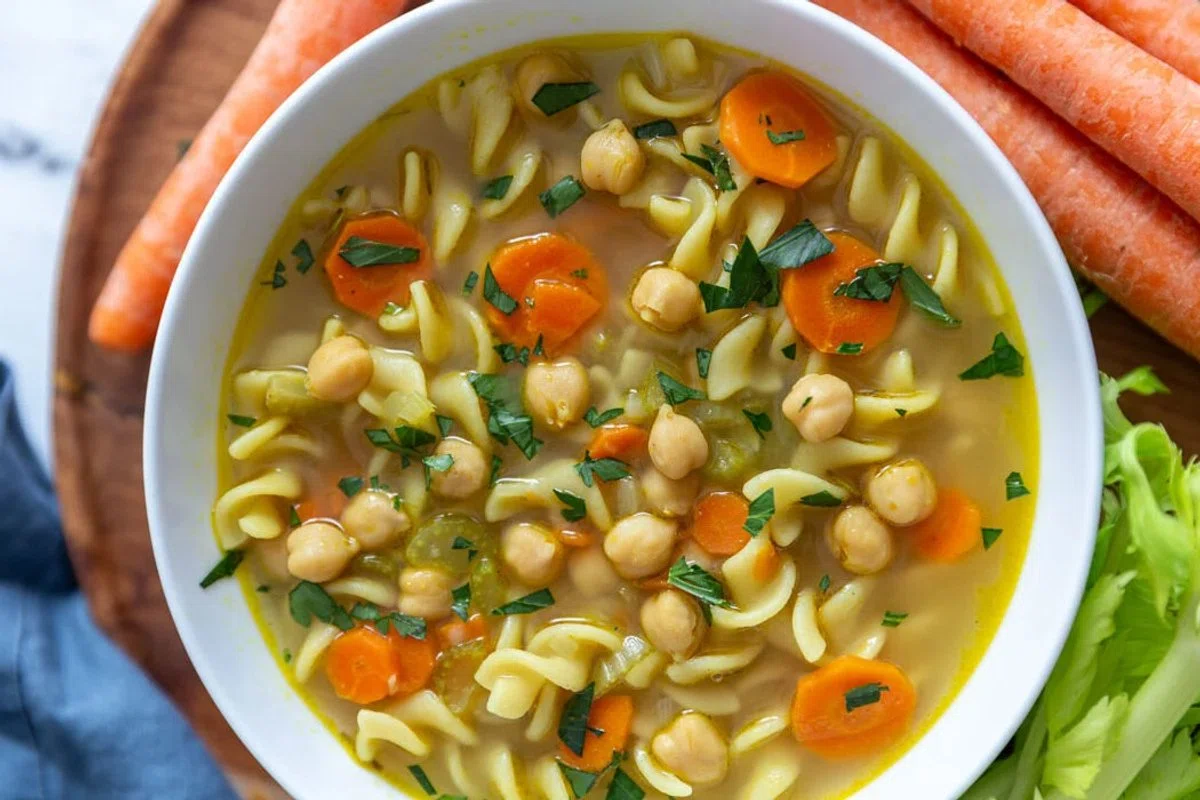 EASY Chickpea Noodle Soup