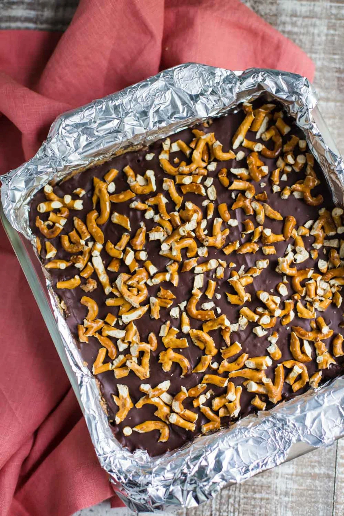Almond Butter & Dark Chocolate Pretzel Bars