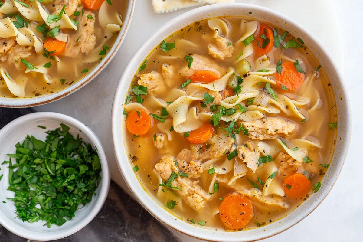 Vegetarian Chicken Noodle Soup (Easy + Vegan)