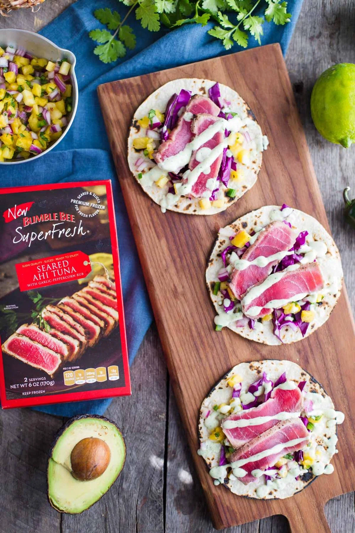 Ahi Tuna Tacos with Chunky Pineapple Salsa