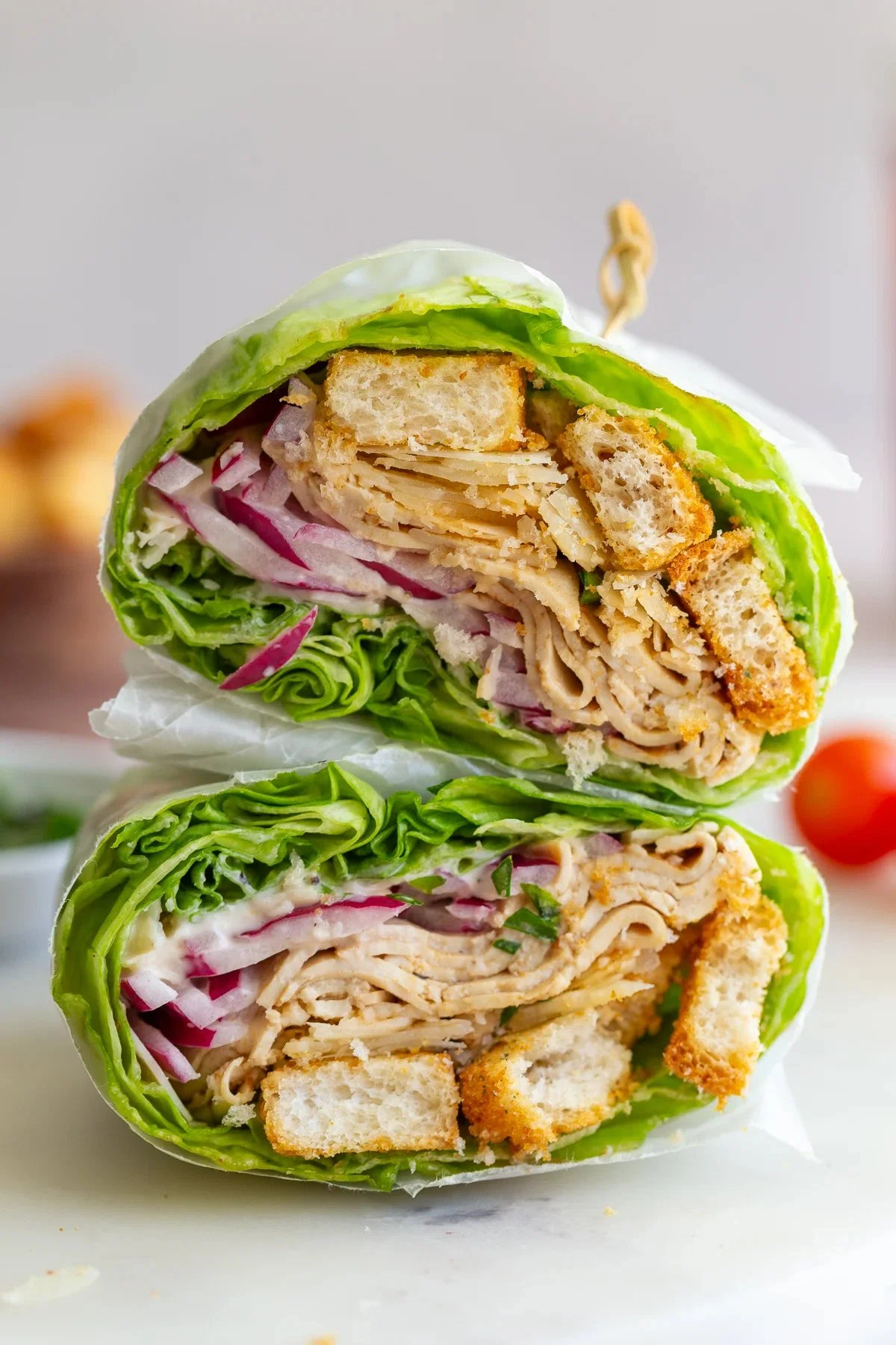 Caesar Tofu Lettuce Wraps