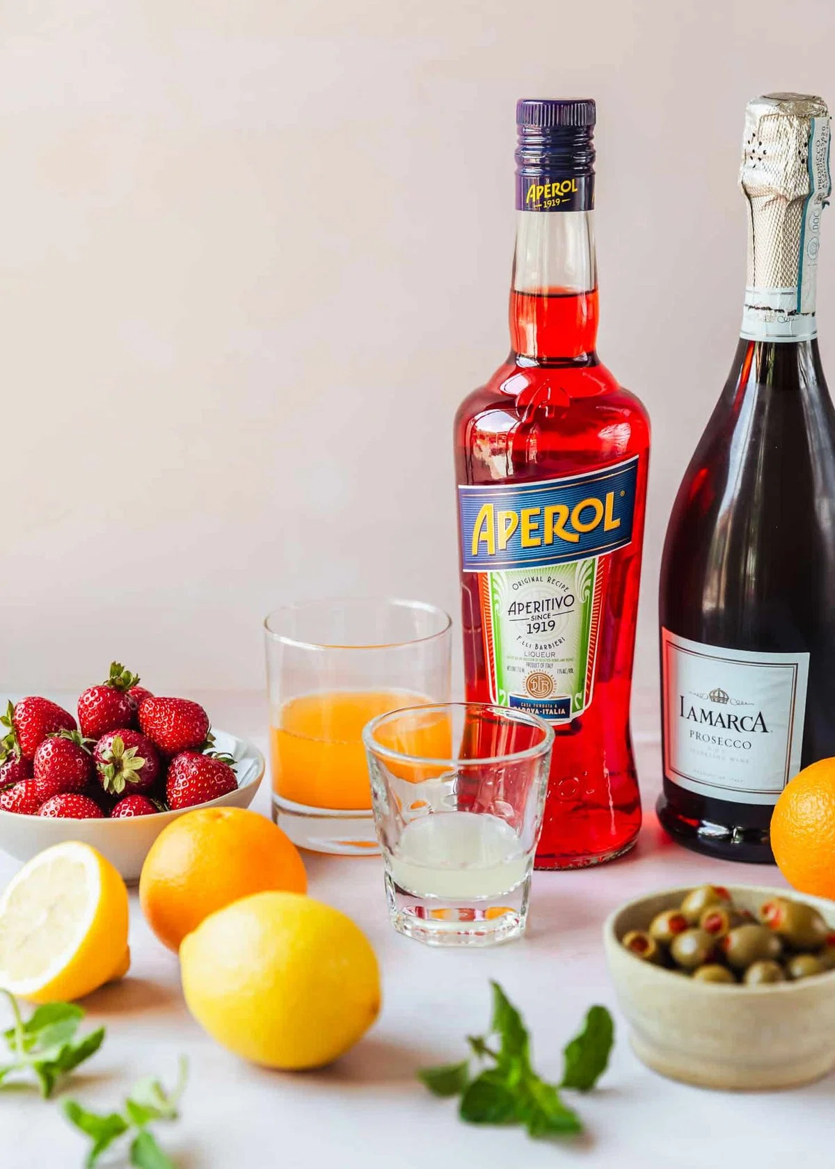 Frozen Aperol Spritz with Strawberries