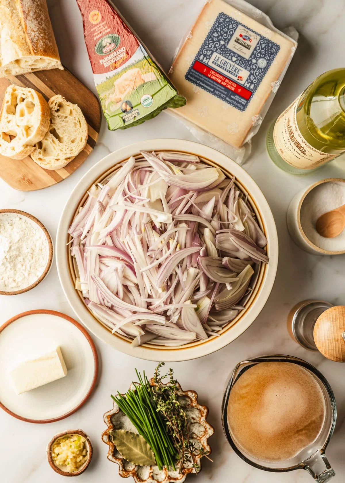 French Shallot Soup with Gruyère Croutons