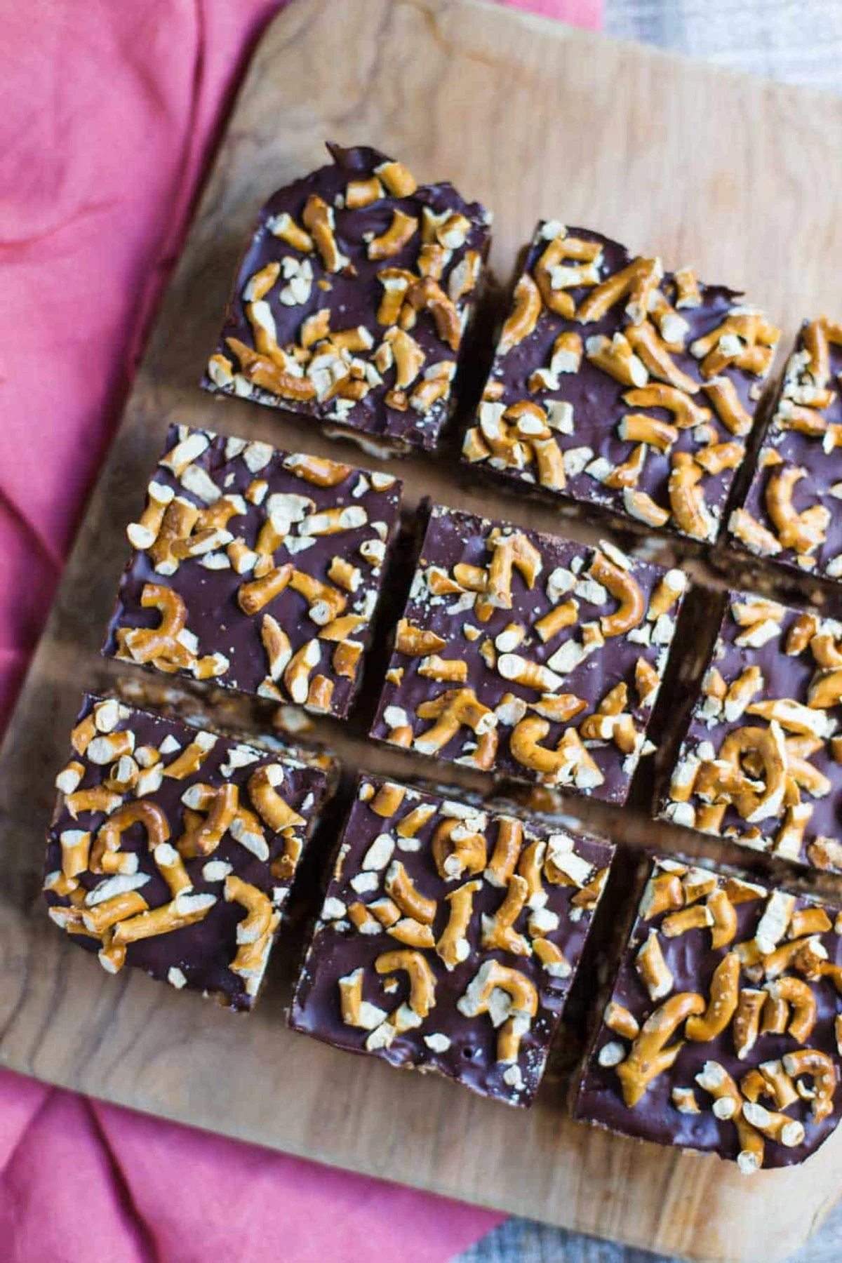 Almond Butter & Dark Chocolate Pretzel Bars