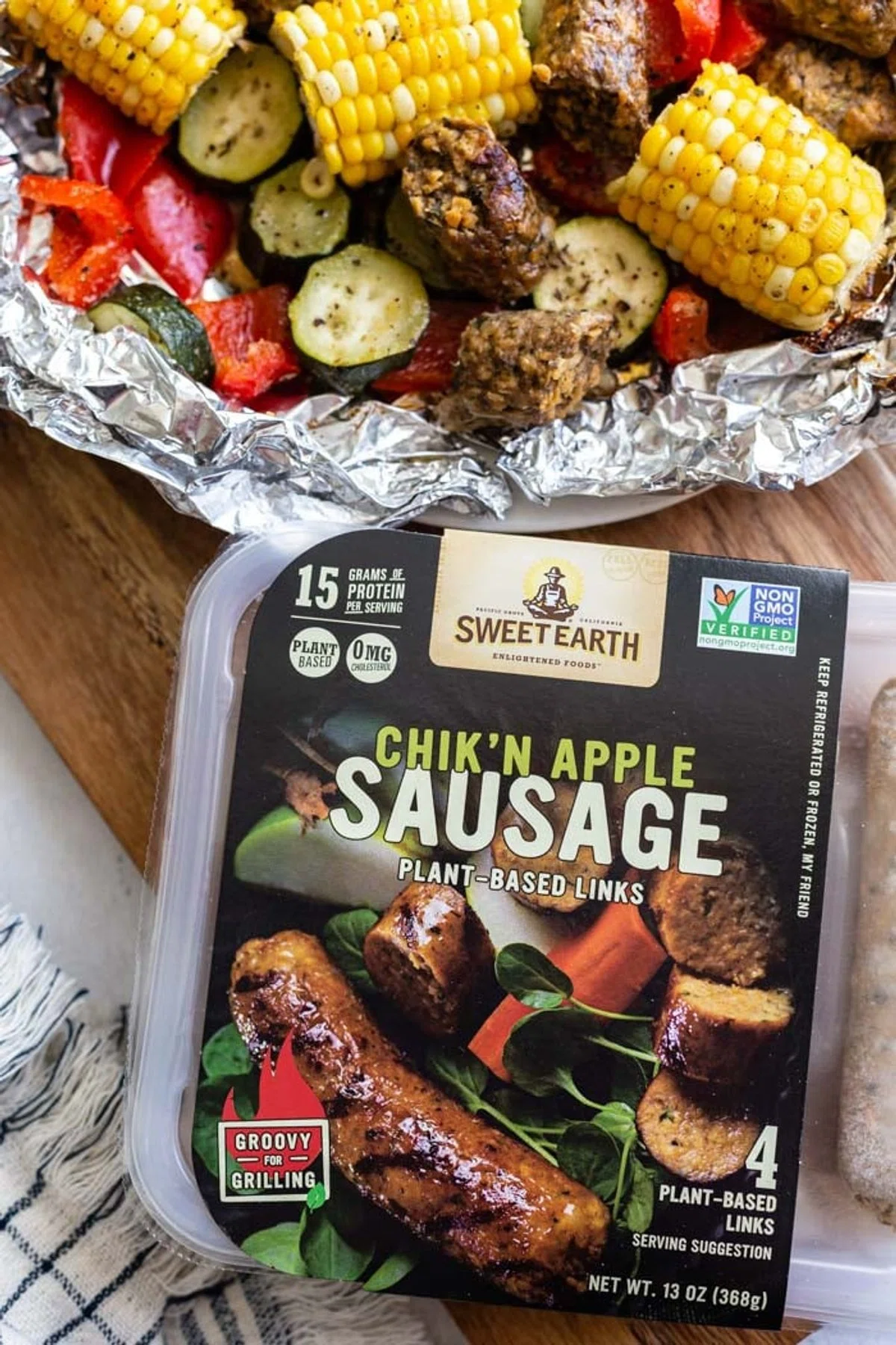 Foil Pack Vegan Sausage & Vegetables