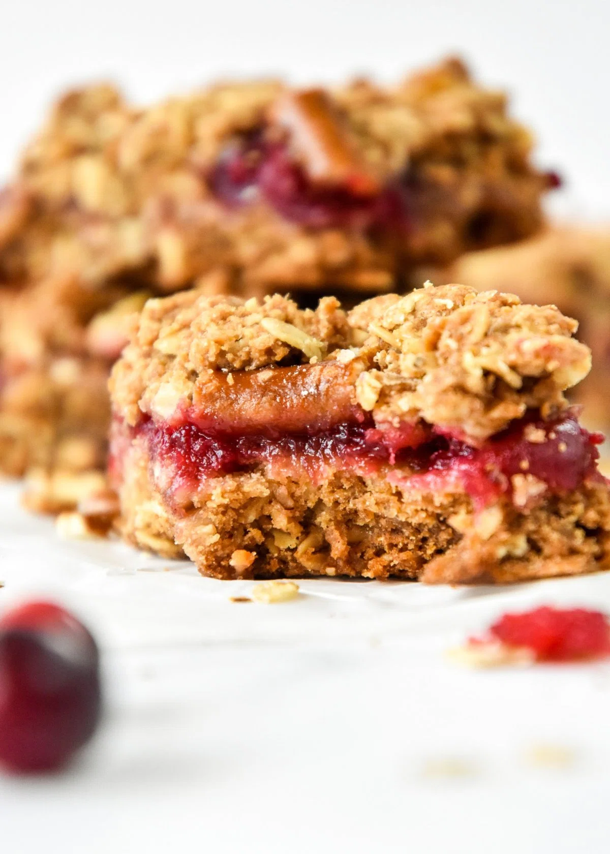Cranberry Pretzel Oat Crumble Bars