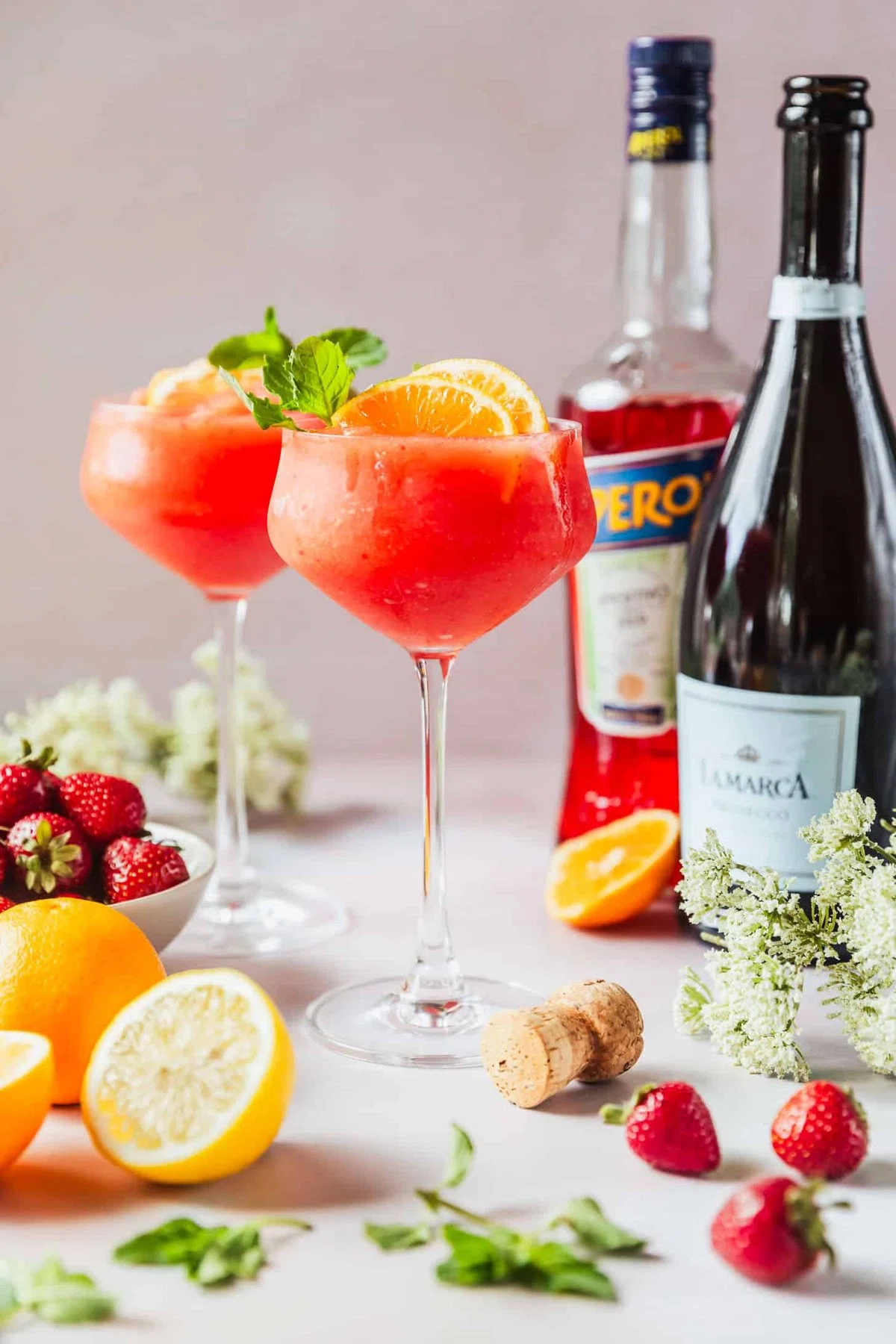 Frozen Aperol Spritz with Strawberries