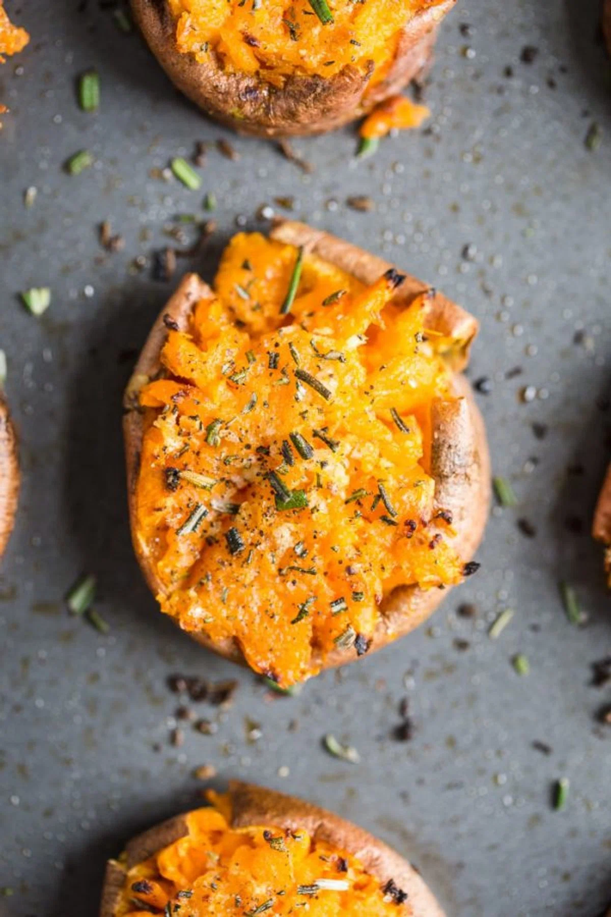 Garlic Smashed Sweet Potatoes