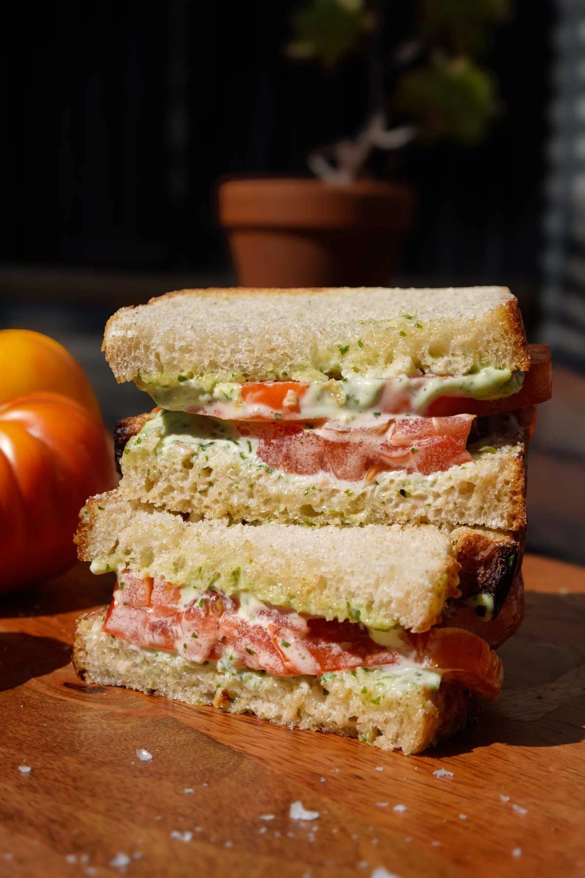 Tomato Sandwich with Basil Mayo