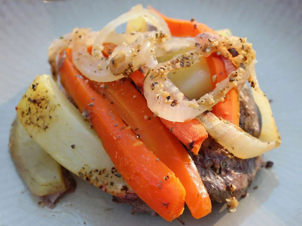 Sheet Pan Ground Beef, Potato, and Carrot Dinner