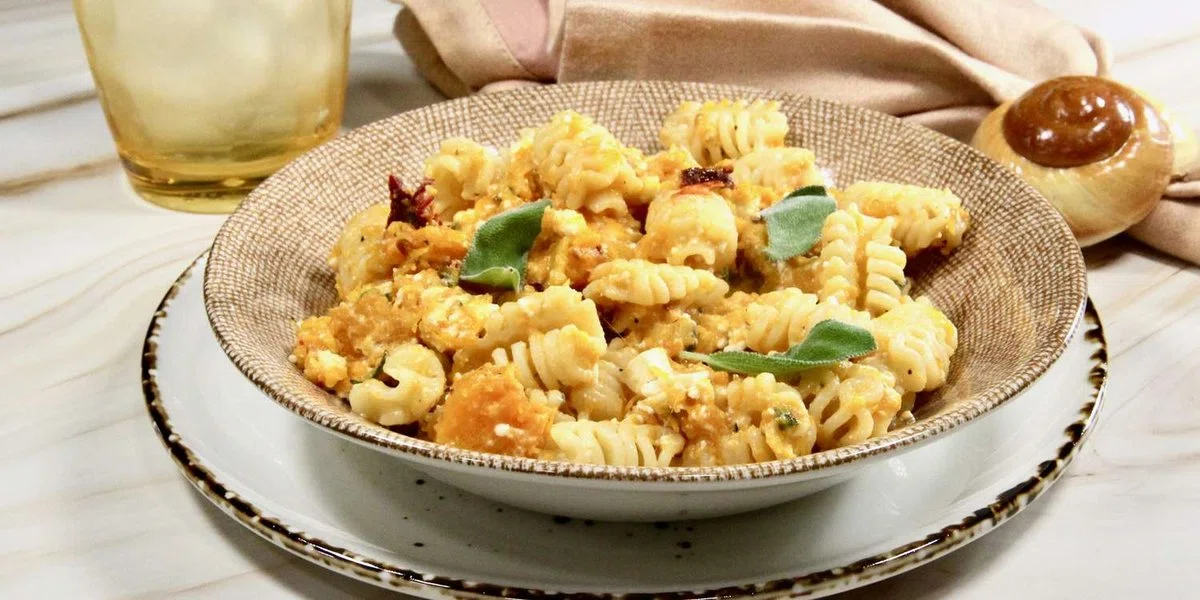 Roasted Butternut Squash Feta Pasta