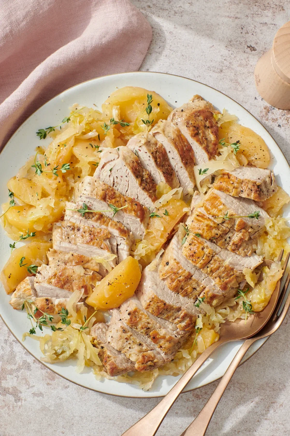 Slow Cooker Pork Tenderloin with Apples and Sauerkraut