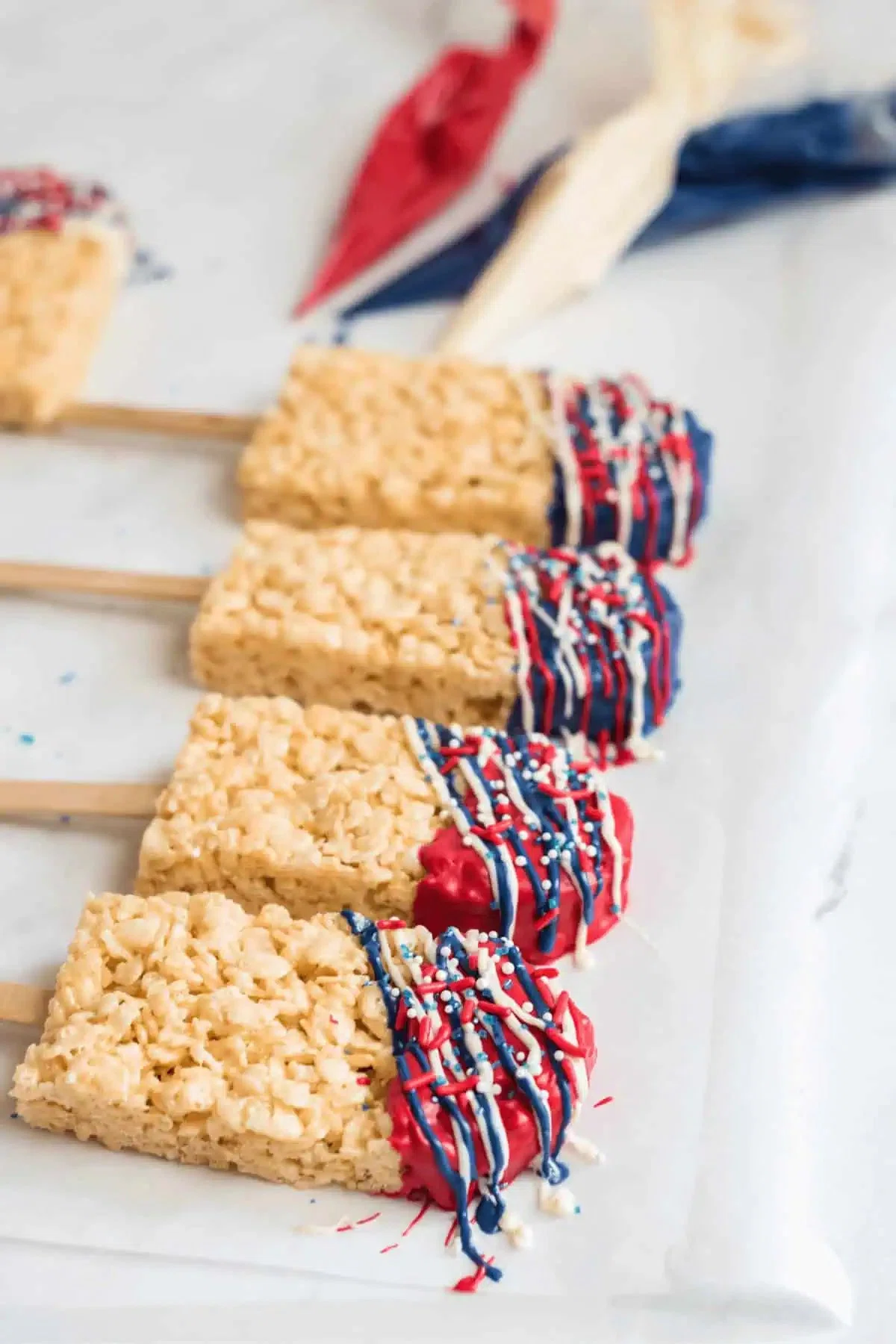 Chocolate Covered Rice Krispy Treat Flags