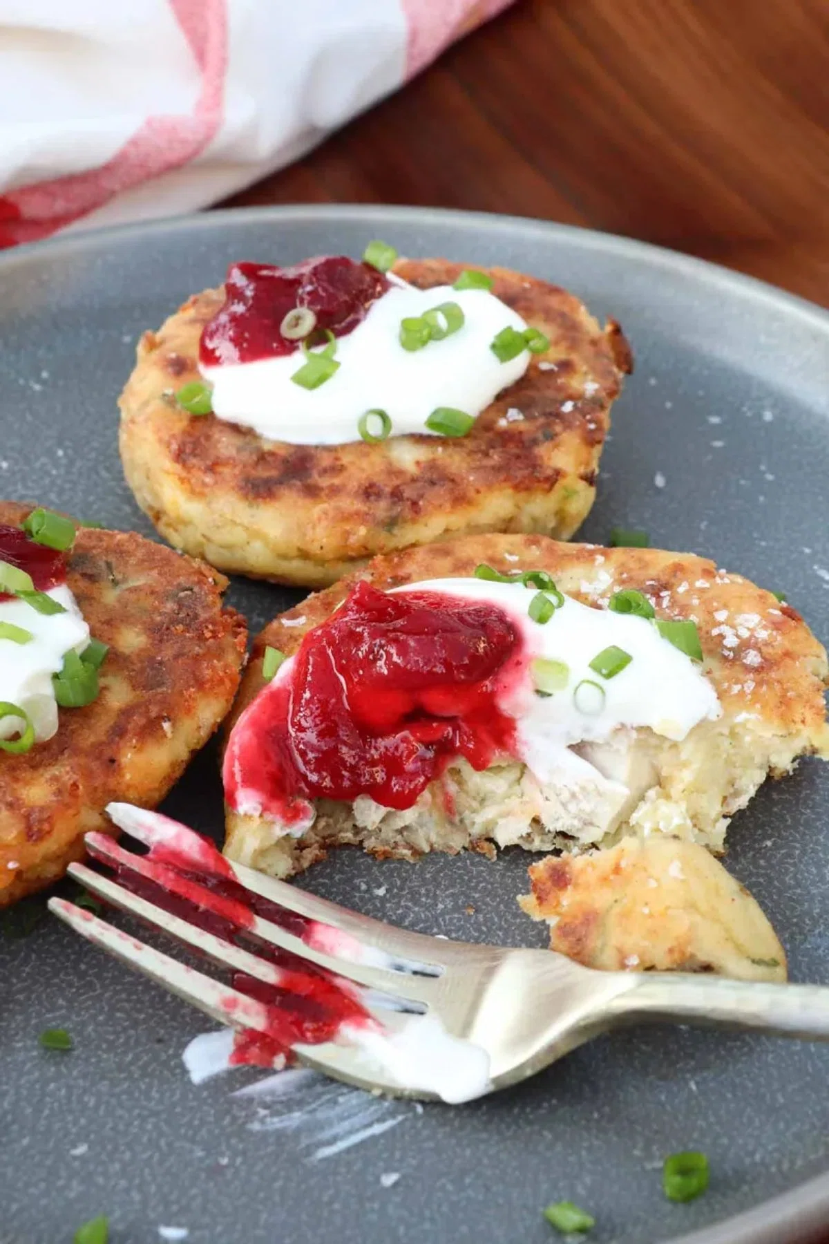 Loaded Mashed Potato Cakes with Leftover Turkey and Sides