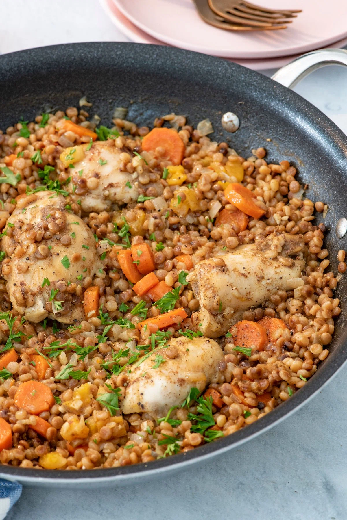 One Pot Spiced Chicken with Toasted Couscous