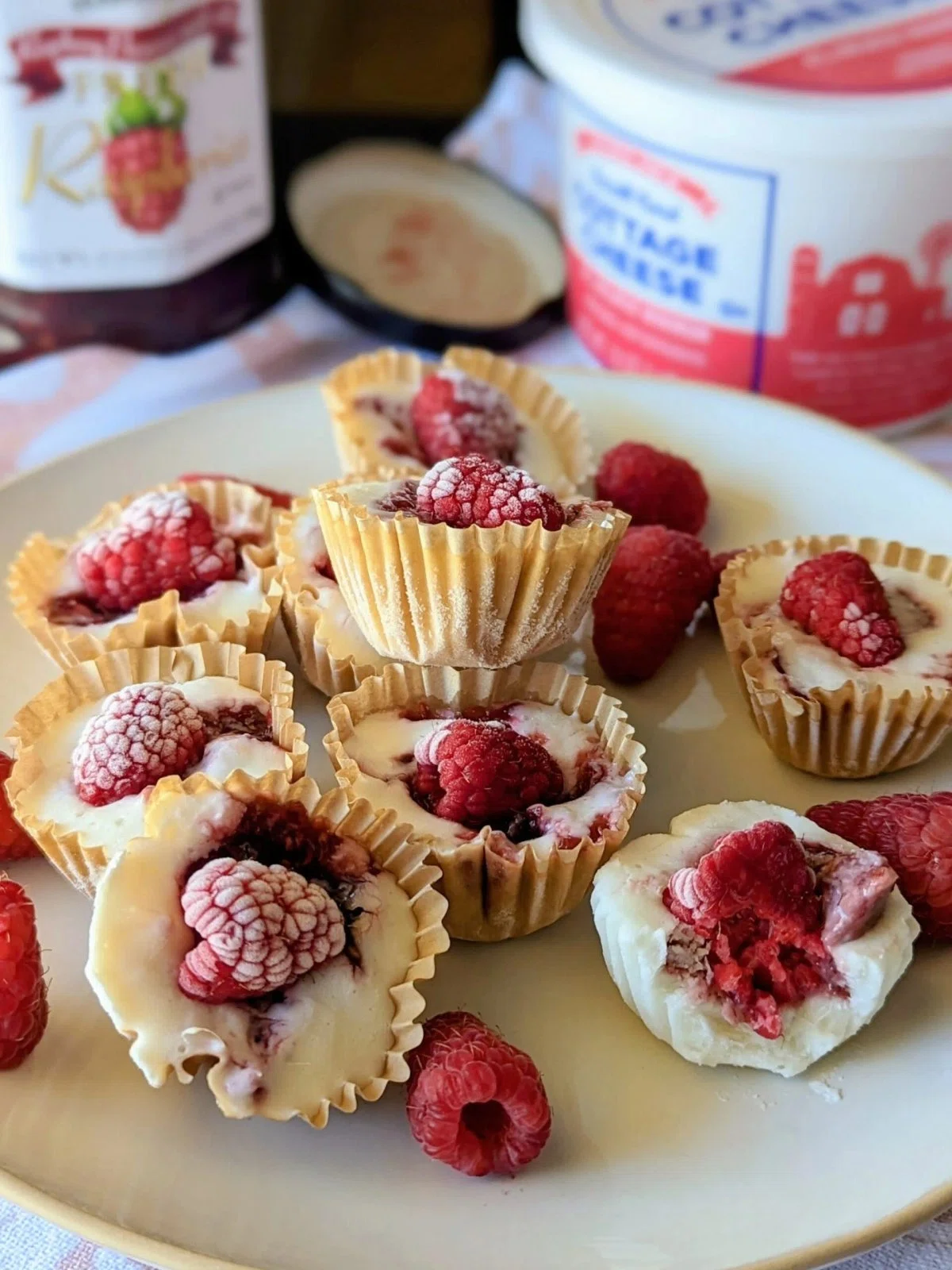 Frozen Raspberry Cottage Cheese Bites