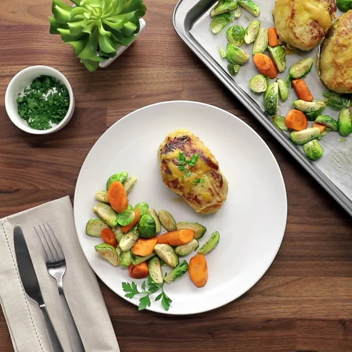 Sheet Pan Honey Mustard Pork Chops with Roasted Veggies