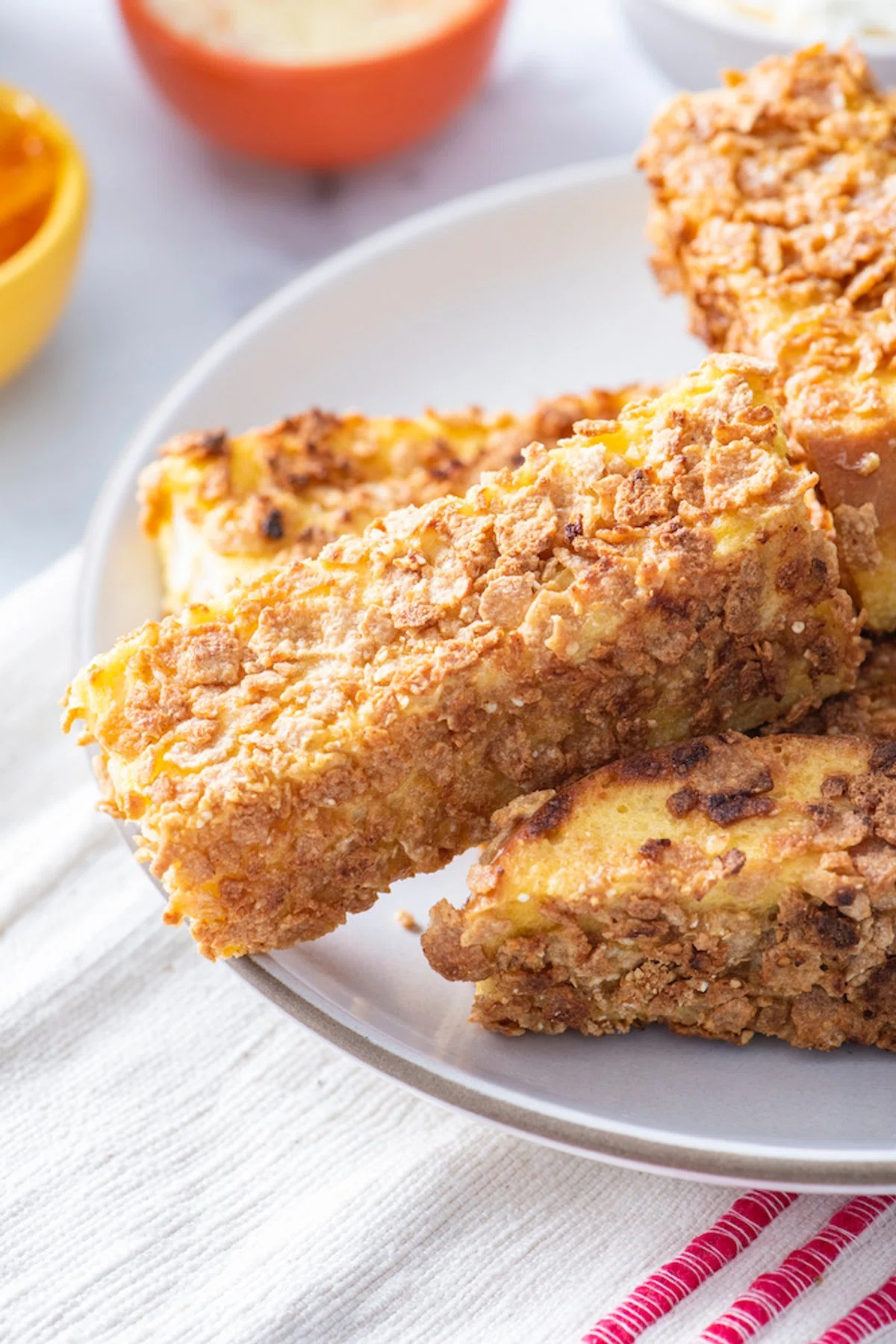 Crispy Orange Stuffed French Toast Sticks
