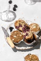Bakery-Style Blackberry Oatmeal Muffins