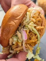 BBQ Chicken Sandwich with Dill Pickle Slaw (Slow Cooker)