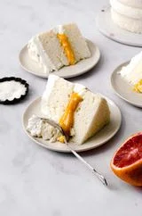 Almond Cake with Blood Orange Curd and Mascarpone Frosting