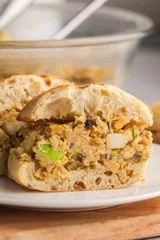 Chickpea Chicken Salad with Tahini-Mustard Dressing