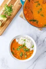 Red Curry Lentils with Sweet Potatoes and Spinach