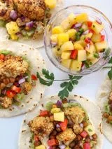 Roasted Cauliflower and Chickpea Tacos with Pineapple Salsa