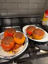 Cheesy Beef and Rice Stuffed Peppers