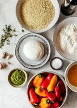Fried Burrata With Roasted Peppers & Pesto