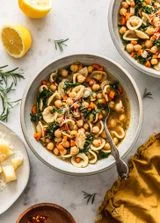 Lemony Chickpea Soup With Parmesan & Pasta