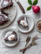 Chocolate Hazelnut Pear Cake + Maple Cream