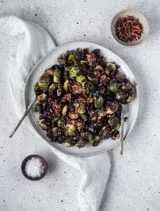 Crispy Brussels Sprouts With Fried Shallots, Bacon, & Dijon Vinaigrette